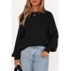image:imagePRETTYGARDEN Womens Sweaters Spring Fashion 2026 Crew Neck Cable Knit Casual Loose Chunky Tunic Sweater Winter ClothingBlack
