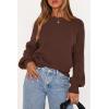 image:imagePRETTYGARDEN Womens Sweaters Spring Fashion 2026 Crew Neck Cable Knit Casual Loose Chunky Tunic Sweater Winter ClothingBrown