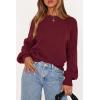 image:imagePRETTYGARDEN Womens Sweaters Spring Fashion 2026 Crew Neck Cable Knit Casual Loose Chunky Tunic Sweater Winter ClothingBurgundy