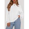 image:imagePRETTYGARDEN Womens Sweaters Spring Fashion 2026 Crew Neck Cable Knit Casual Loose Chunky Tunic Sweater Winter ClothingWhite