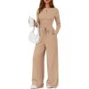 image:imagePRETTYGARDEN Matching Sets Women Clothing 2026 Fall Fashion Travel 2 Piece Lounge Sets Long Sleeve Crop Top Wide Leg PantsApricot