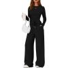 image:imagePRETTYGARDEN Matching Sets Women Clothing 2026 Fall Fashion Travel 2 Piece Lounge Sets Long Sleeve Crop Top Wide Leg PantsBlack