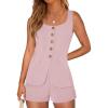 image:imagePRETTYGARDEN Womens 2 Piece Matching Sets 2026 Fashion Suit Vest Tops Shorts Set Spring Business Casual Vacation OutfitsPink