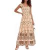 image:imagePRETTYGARDEN Womens 2026 Summer Maxi Dress Tie Straps Floral Beach Vacation Long Dresses Smocked Boho Sundress with PocketsApricot Brown Floral