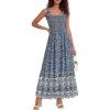 image:imagePRETTYGARDEN Womens 2026 Summer Maxi Dress Tie Straps Floral Beach Vacation Long Dresses Smocked Boho Sundress with PocketsBlue Floral