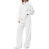 image:imagePRETTYGARDEN Womens Casual Two Piece Sets Fall 2026 Outfits Quarter Zip Sweatshirts Straight Leg Pants Sweatsuits TracksuitWhite