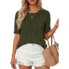 image:imagePRETTYGARDEN Womens Short Sleeve Sweater Crochet Summer Tops 2026 Trendy Casual Hollow Out Shirts Beach Vacation ClothesArmy Green