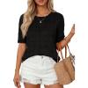 image:imagePRETTYGARDEN Womens Short Sleeve Sweater Crochet Summer Tops 2026 Trendy Casual Hollow Out Shirts Beach Vacation ClothesBlack