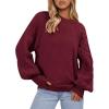 image:imagePRETTYGARDEN Womens Sweaters Spring Fashion 2026 Crew Neck Cable Knit Casual Loose Chunky Tunic Sweater Winter ClothingBurgundy