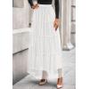 image:imagePRETTYGARDEN Tulle Skirts for Women 2026 Spring Fashion Elastic High Waisted Tiered Flowy Fairy ALine Casual Maxi Long SkirtWhite