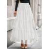 image:imagePRETTYGARDEN Tulle Skirts for Women 2026 Spring Fashion Elastic High Waisted Tiered Flowy Fairy ALine Casual Maxi Long SkirtWhite