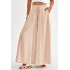 image:imagePRETTYGARDEN Womens 2026 Summer Wide Leg Palazzo Pants High Waisted Flowy Pockets Trendy Casual Lounge Boho Beach TrousersBeige