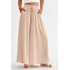 image:imagePRETTYGARDEN Womens 2026 Summer Wide Leg Palazzo Pants High Waisted Flowy Pockets Trendy Casual Lounge Boho Beach TrousersBeige