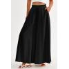 image:imagePRETTYGARDEN Womens 2026 Summer Wide Leg Palazzo Pants High Waisted Flowy Pockets Trendy Casual Lounge Boho Beach TrousersBlack