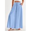 image:imagePRETTYGARDEN Womens 2026 Summer Wide Leg Palazzo Pants High Waisted Flowy Pockets Trendy Casual Lounge Boho Beach TrousersBlue