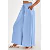 image:imagePRETTYGARDEN Womens 2026 Summer Wide Leg Palazzo Pants High Waisted Flowy Pockets Trendy Casual Lounge Boho Beach TrousersBlue