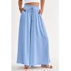 image:imagePRETTYGARDEN Womens 2026 Summer Wide Leg Palazzo Pants High Waisted Flowy Pockets Trendy Casual Lounge Boho Beach TrousersBlue