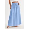 image:imagePRETTYGARDEN Womens 2026 Summer Wide Leg Palazzo Pants High Waisted Flowy Pockets Trendy Casual Lounge Boho Beach TrousersBlue