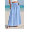 image:imagePRETTYGARDEN Womens 2026 Summer Wide Leg Palazzo Pants High Waisted Flowy Pockets Trendy Casual Lounge Boho Beach TrousersBlue