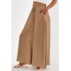 image:imagePRETTYGARDEN Womens 2026 Summer Wide Leg Palazzo Pants High Waisted Flowy Pockets Trendy Casual Lounge Boho Beach TrousersKhaki