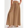 image:imagePRETTYGARDEN Womens 2026 Summer Wide Leg Palazzo Pants High Waisted Flowy Pockets Trendy Casual Lounge Boho Beach TrousersKhaki
