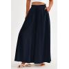 image:imagePRETTYGARDEN Womens 2026 Summer Wide Leg Palazzo Pants High Waisted Flowy Pockets Trendy Casual Lounge Boho Beach TrousersNavy