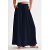 image:imagePRETTYGARDEN Womens 2026 Summer Wide Leg Palazzo Pants High Waisted Flowy Pockets Trendy Casual Lounge Boho Beach TrousersNavy