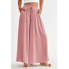 image:imagePRETTYGARDEN Womens 2026 Summer Wide Leg Palazzo Pants High Waisted Flowy Pockets Trendy Casual Lounge Boho Beach TrousersPink