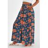 image:imagePRETTYGARDEN Womens 2026 Summer Wide Leg Palazzo Pants High Waisted Flowy Pockets Trendy Casual Lounge Boho Beach TrousersPrint Dark Blue Orange