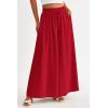 image:imagePRETTYGARDEN Womens 2026 Summer Wide Leg Palazzo Pants High Waisted Flowy Pockets Trendy Casual Lounge Boho Beach TrousersRed