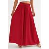 image:imagePRETTYGARDEN Womens 2026 Summer Wide Leg Palazzo Pants High Waisted Flowy Pockets Trendy Casual Lounge Boho Beach TrousersRed