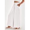 image:imagePRETTYGARDEN Womens 2026 Summer Wide Leg Palazzo Pants High Waisted Flowy Pockets Trendy Casual Lounge Boho Beach TrousersWhite