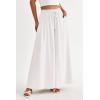 image:imagePRETTYGARDEN Womens 2026 Summer Wide Leg Palazzo Pants High Waisted Flowy Pockets Trendy Casual Lounge Boho Beach TrousersWhite