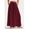 image:imagePRETTYGARDEN Womens 2026 Summer Wide Leg Palazzo Pants High Waisted Flowy Pockets Trendy Casual Lounge Boho Beach TrousersWine Red