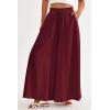 image:imagePRETTYGARDEN Womens 2026 Summer Wide Leg Palazzo Pants High Waisted Flowy Pockets Trendy Casual Lounge Boho Beach TrousersWine Red