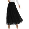 image:imagePRETTYGARDEN Tulle Skirts for Women 2026 Spring Fashion Elastic High Waisted Tiered Flowy Fairy ALine Casual Maxi Long SkirtBlack