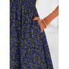 image:imagePRETTYGARDEN Boho Dresses for Women 2026 Summer Floral Short Sleeve V Neck Smocked Flowy Beach Vacation Maxi DressBlack Blue Floral