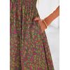 image:imagePRETTYGARDEN Boho Dresses for Women 2026 Summer Floral Short Sleeve V Neck Smocked Flowy Beach Vacation Maxi DressGreen Red Floral