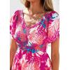 image:imagePRETTYGARDEN Boho Dresses for Women 2026 Summer Floral Short Sleeve V Neck Smocked Flowy Beach Vacation Maxi DressPink Floral
