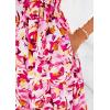 image:imagePRETTYGARDEN Boho Dresses for Women 2026 Summer Floral Short Sleeve V Neck Smocked Flowy Beach Vacation Maxi DressWhite Pink Floral