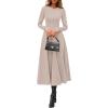 image:imagePRETTYGARDEN Cocktail Dresses for Women 2026 Elegant Classy Fall Long Sleeve Midi A Line Flowy Modest Winter Party DressApricot