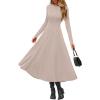 image:imagePRETTYGARDEN Cocktail Dresses for Women 2026 Elegant Classy Fall Long Sleeve Midi A Line Flowy Modest Winter Party DressApricot
