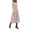 image:imagePRETTYGARDEN Cocktail Dresses for Women 2026 Elegant Classy Fall Long Sleeve Midi A Line Flowy Modest Winter Party DressApricot