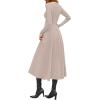 image:imagePRETTYGARDEN Cocktail Dresses for Women 2026 Elegant Classy Fall Long Sleeve Midi A Line Flowy Modest Winter Party DressApricot