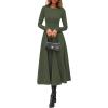image:imagePRETTYGARDEN Cocktail Dresses for Women 2026 Elegant Classy Fall Long Sleeve Midi A Line Flowy Modest Winter Party DressArmy Green