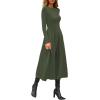 image:imagePRETTYGARDEN Cocktail Dresses for Women 2026 Elegant Classy Fall Long Sleeve Midi A Line Flowy Modest Winter Party DressArmy Green