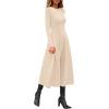 image:imagePRETTYGARDEN Cocktail Dresses for Women 2026 Elegant Classy Fall Long Sleeve Midi A Line Flowy Modest Winter Party DressBeige