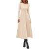 image:imagePRETTYGARDEN Cocktail Dresses for Women 2026 Elegant Classy Fall Long Sleeve Midi A Line Flowy Modest Winter Party DressBeige