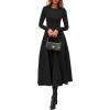image:imagePRETTYGARDEN Cocktail Dresses for Women 2026 Elegant Classy Fall Long Sleeve Midi A Line Flowy Modest Winter Party DressBlack