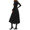 image:imagePRETTYGARDEN Cocktail Dresses for Women 2026 Elegant Classy Fall Long Sleeve Midi A Line Flowy Modest Winter Party DressBlack